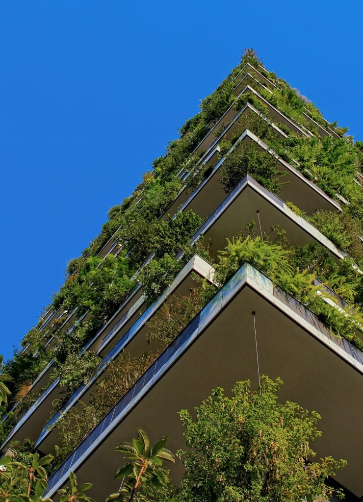 Sustainable Home Design, White Building Exterior Surrounded Trees And Gardens